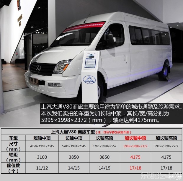 上汽商用车 上汽大通V80 2015款 2.5T商旅版加长轴中顶