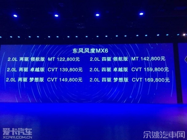 东风风度MX6正式上市 售价为12.28万起
